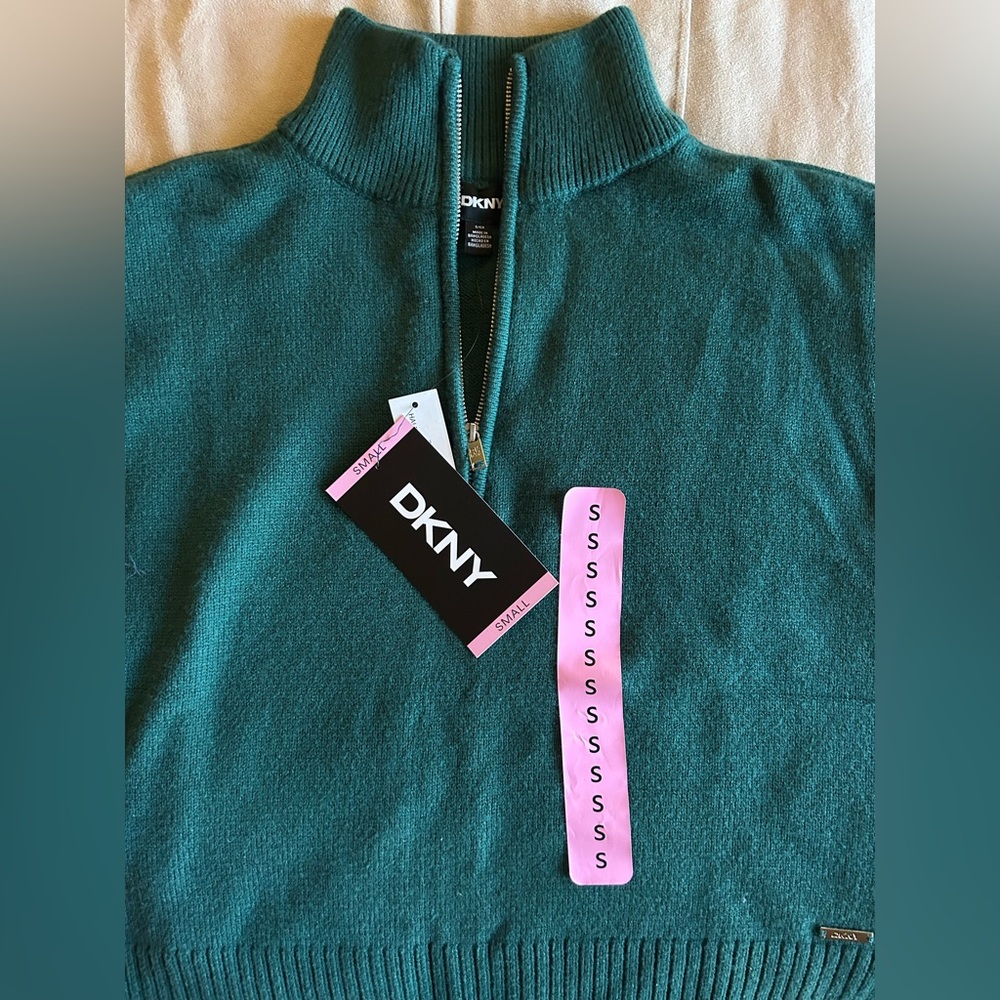 DKNY Turquoise Half-Zip Turtleneck Sweater